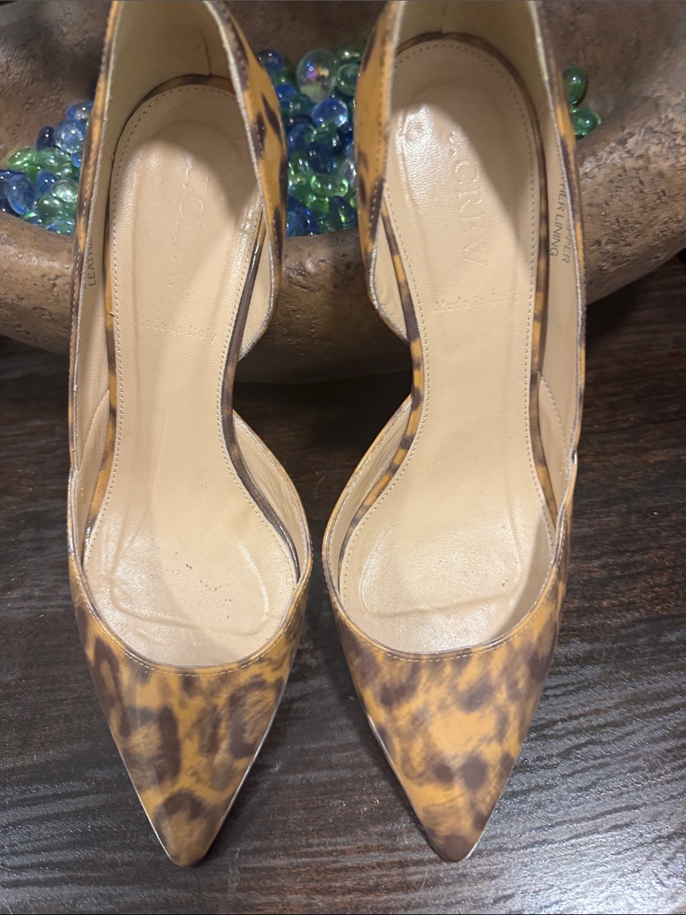 Coach Leopard-Print Pointed D'Orsay Heels in Brown and Tan